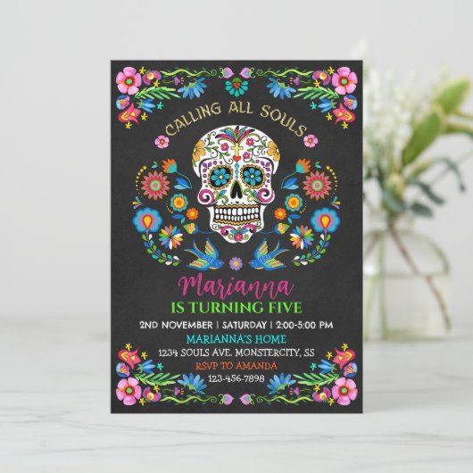 Gepersonaliseerde Sugar Skull verjaardagsfeestuitn Kaart (Staand voorkant)