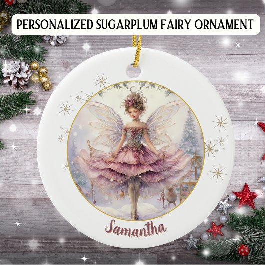 Gepersonaliseerde Sugarplum Fairy Kerstmis Keramisch Ornament