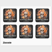 Gepersonaliseerde suiker schedel Halloween Vierkante Sticker (Vel)