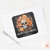 Gepersonaliseerde suiker schedel Halloween Vierkante Sticker (Envelop)