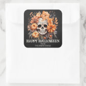 Gepersonaliseerde suiker schedel Halloween Vierkante Sticker (Tas)