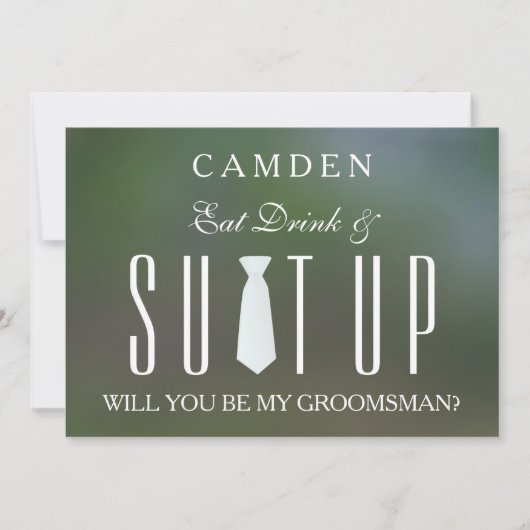 Gepersonaliseerde Suitup Wil je mijn groomsman zij Kaart (Voorkant)