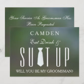 Gepersonaliseerde Suitup Wil je mijn groomsman zij Kaart (Voorkant / Achterkant)