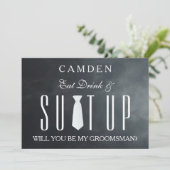 Gepersonaliseerde Suitup Wil je mijn groomsman zij Kaart (Staand voorkant)