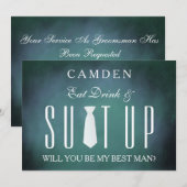 Gepersonaliseerde Suitup Word jij mijn beste man? Kaart (Voorkant / Achterkant)
