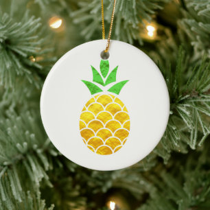 Gepersonaliseerde Summer Foil Gold Geometric Pinea Keramisch Ornament