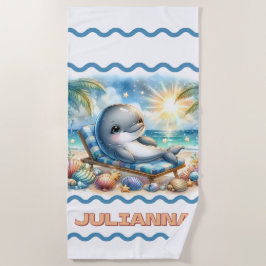 Gepersonaliseerde Sunny Dolphin Bliss Strandlaken