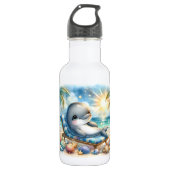 Gepersonaliseerde Sunny Dolphin Bliss Waterfles (Voorkant)