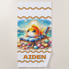 Gepersonaliseerde Sunny Side Up: een visachtige va Strandlaken