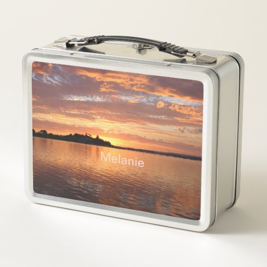 Gepersonaliseerde Sunset Lake Uitzicht Trinket (Achterkant)