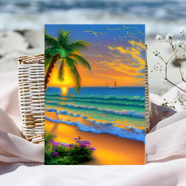 Gepersonaliseerde Sunset Tropical Birthday Kaart