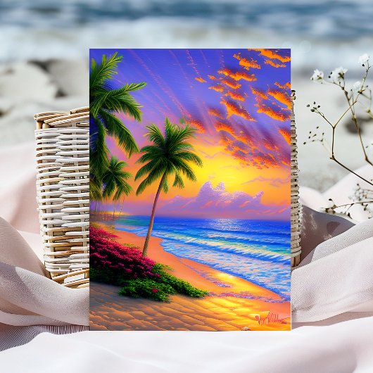 Gepersonaliseerde Sunset Tropical Birthday Kaart