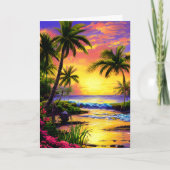 Gepersonaliseerde Sunset Tropical Birthday Kaart (Voorkant)