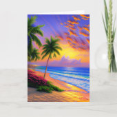 Gepersonaliseerde Sunset Tropical Birthday Kaart (Voorkant)