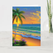 Gepersonaliseerde Sunset Tropical Birthday Kaart (Voorkant)