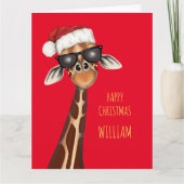Gepersonaliseerde SUPER COOL GIRAFFE Christmas Kaa Kaart (Voorkant)