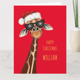 Gepersonaliseerde SUPER COOL GIRAFFE Christmas Kaa Kaart