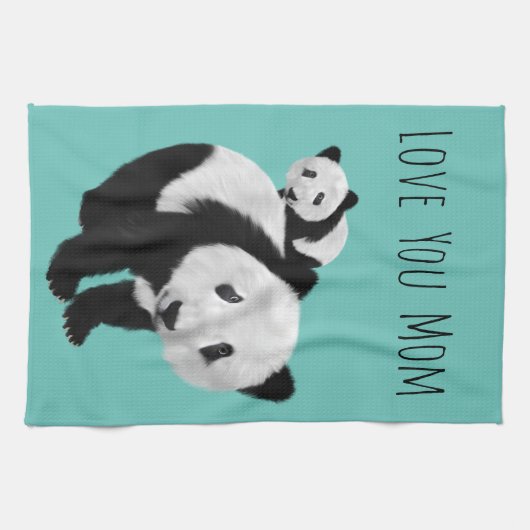 Gepersonaliseerde Super Cute Pandas - Changeable C Theedoek (Horizontaal)