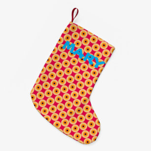 Gepersonaliseerde Super Cute Yellow en Roze Polka Kleine Kerstsok