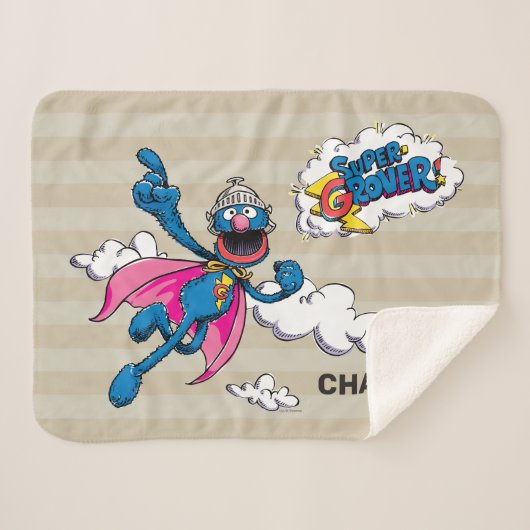 Gepersonaliseerde  Super Grover Sherpa Deken (Voorkant (horizontaal))
