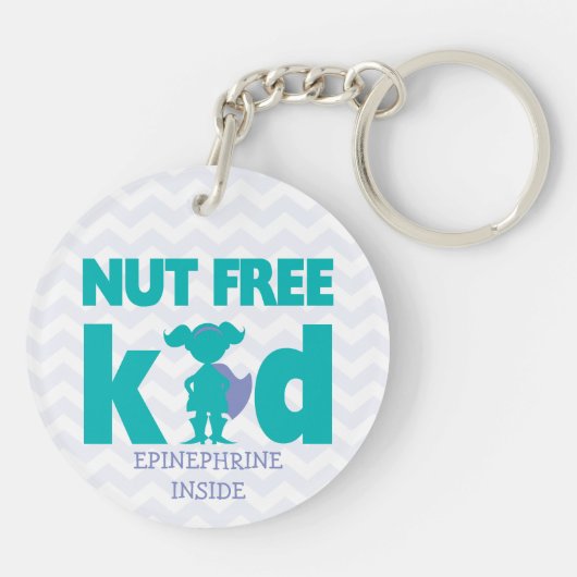 Gepersonaliseerde superheld-structuur voor meisjes sleutelhanger (Achterkant)