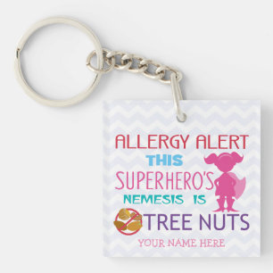 Gepersonaliseerde superheldenboom voor meisjes Nut Sleutelhanger