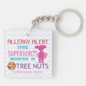Gepersonaliseerde superheldenboom voor meisjes Nut Sleutelhanger (Achterkant)