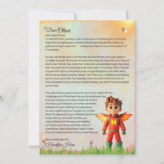 Gepersonaliseerde Superhero Kindness Letter Printa Kaart (Voorkant)