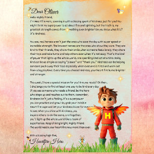 Gepersonaliseerde Superhero Kindness Letter Printa Kaart