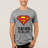 Gepersonaliseerde Superman-Logo Tri-Blend Shirt (Voorkant)