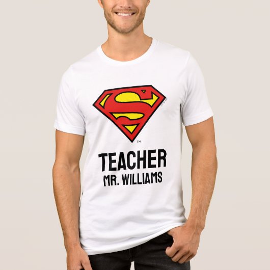 Gepersonaliseerde Superman-Logo Tri-Blend Shirt (Voorkant)