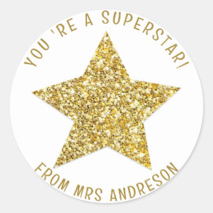 Gepersonaliseerde Superstar Teacher Reward Ronde Sticker