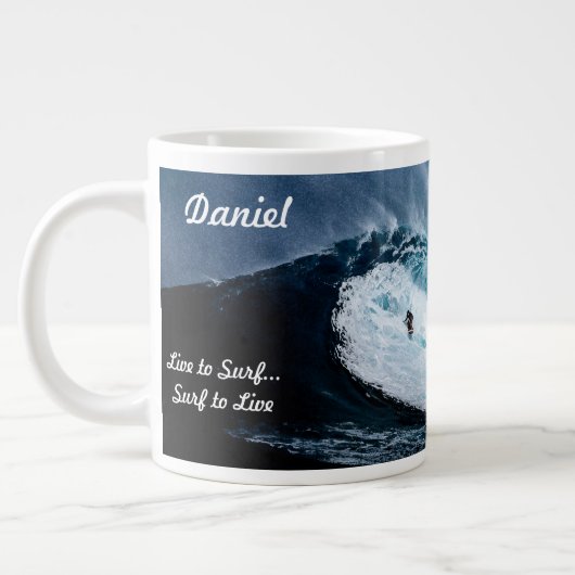 Gepersonaliseerde Surfer Coffee Cup Surfing Grote Koffiekop (Links)
