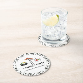 Gepersonaliseerde Sushi Birthday Black White Ronde Kartonnen Onderzetter