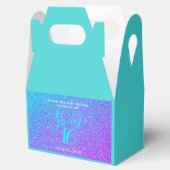 Gepersonaliseerde Sweet 16 Blauwgroen Paarse Glitt Bedankdoosjes (Geopend)