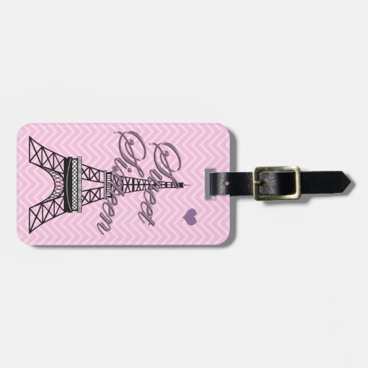 Gepersonaliseerde Sweet 16 Eiffeltoren Bagagelabel (Voorkant horizontaal)