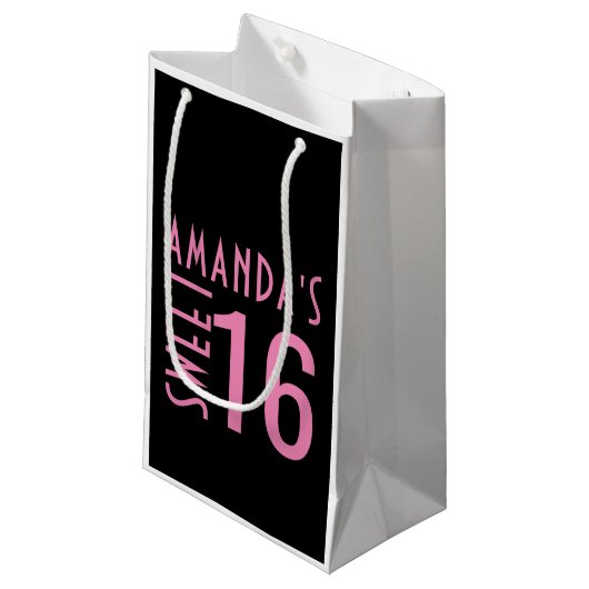Gepersonaliseerde Sweet 16 Favor Bag Klein Cadeauzakje (Voorkant Gekanteld)