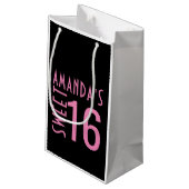 Gepersonaliseerde Sweet 16 Favor Bag Klein Cadeauzakje (Achterkant Gekanteld)