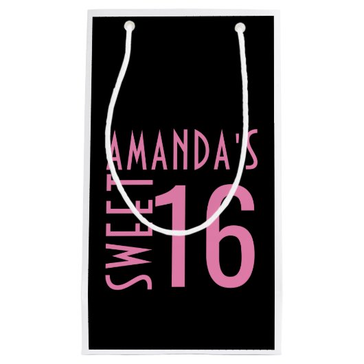 Gepersonaliseerde Sweet 16 Favor Bag Klein Cadeauzakje (Voorkant)