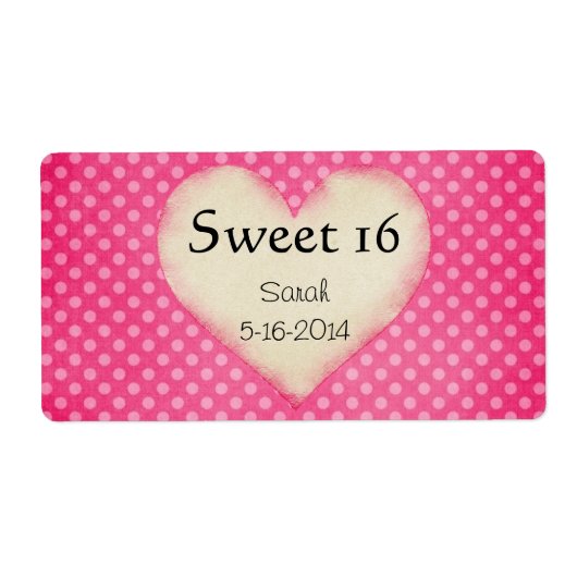Gepersonaliseerde Sweet 16 Label Sjabloon (Voorkant)