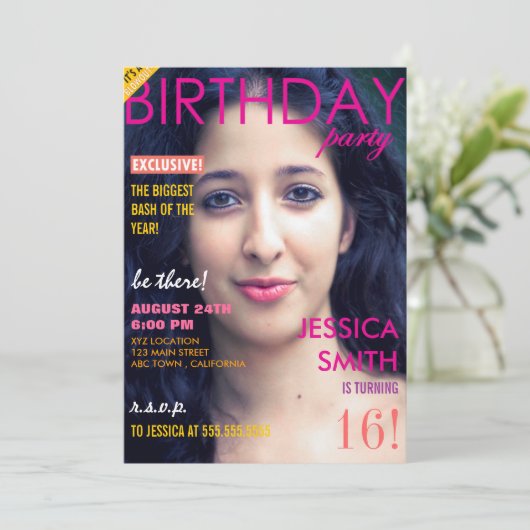 Gepersonaliseerde Sweet 16 Magazine Hoesje Foto's Kaart (Staand voorkant)