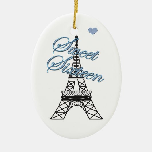 Gepersonaliseerde Sweet 16 Paris Eiffeltoren Ornam Keramisch Ornament (Voorkant)