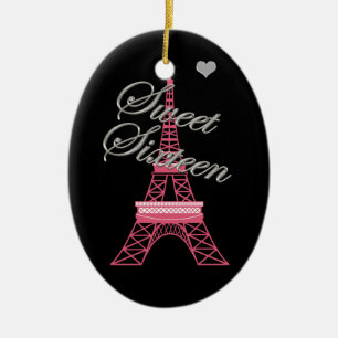 Gepersonaliseerde Sweet 16 Paris Eiffeltoren Ornam Keramisch Ornament