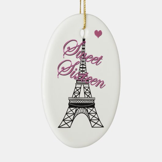 Gepersonaliseerde Sweet 16 Paris Eiffeltoren Ornam Keramisch Ornament (Rechts)
