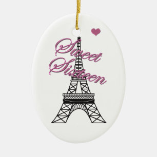 Gepersonaliseerde Sweet 16 Paris Eiffeltoren Ornam Keramisch Ornament