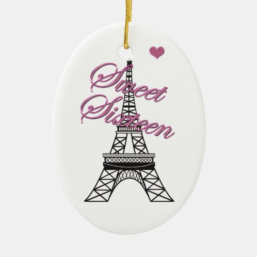Gepersonaliseerde Sweet 16 Paris Eiffeltoren Ornam Keramisch Ornament (Voorkant)