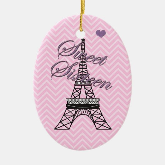 Gepersonaliseerde Sweet 16 Paris Eiffeltoren Ornam Keramisch Ornament (Voorkant)