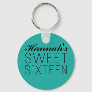 Gepersonaliseerde Sweet 16 Sleutelhanger Favor/Gif