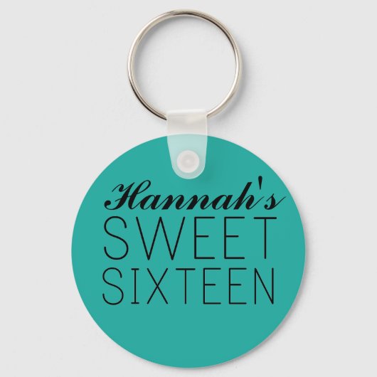 Gepersonaliseerde Sweet 16 Sleutelhanger Favor/Gif (Voorkant)