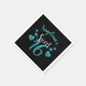 Gepersonaliseerde Sweet 16 Verjaardag Turquoise Gl Servet (Hoek)
